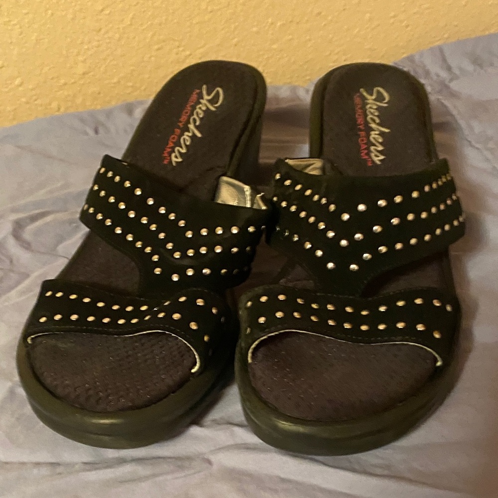 Skechers Black Sandals with Silver Studs